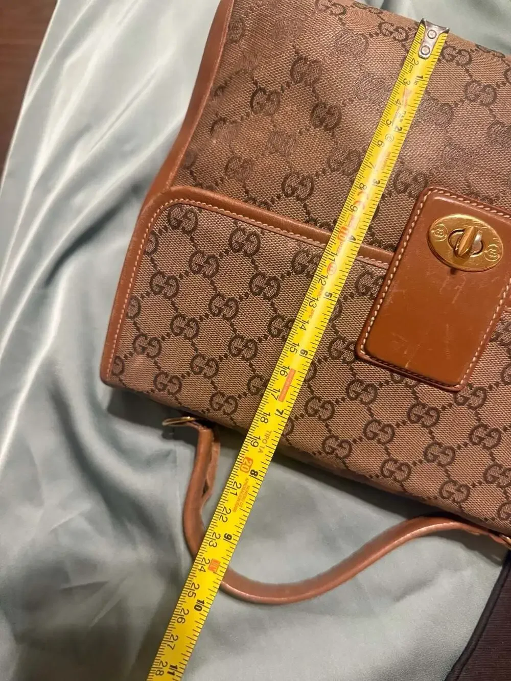 Vintage Gucci Monogram Brown Leather Top Handle Handbag 000.101.0274